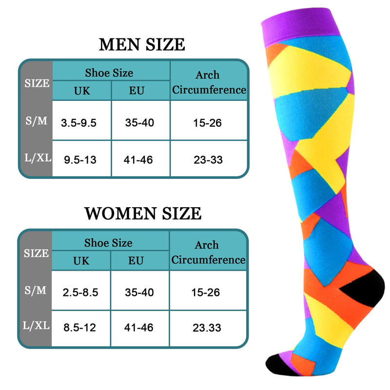 [Australia] - 8 pairs of compression stockings for women and men, compression socks, support stockings (15-20 mmHg) for running, travel, sports, flights, pregnancy, maternity, cycling, nurses S-M Assortment 01 (8 pairs) 