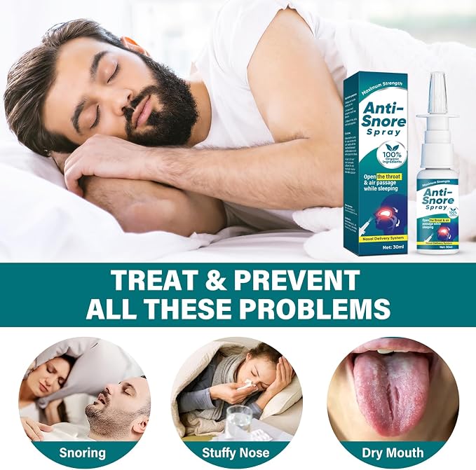 Anti-Snoring Nasal Relief Spray by SouthMoon - All Natural Snore Stopper Remedy, Herbal Sleep Apnea Sinus Decongestant & Nose-Snoring Aid for Men & Women