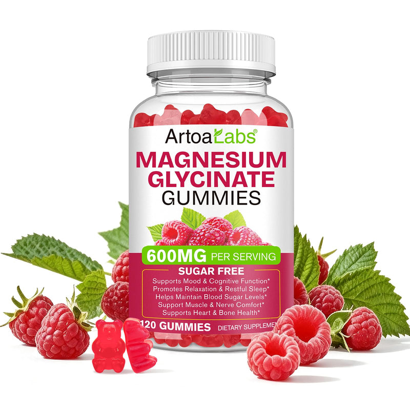 Magnesium Glycinate Gummies with Vitamin D3 & B6 - High Absorption, 100mg of Elemental Magnesium per Serving - Supports Relaxation, Occasional Sleeplessness & Muscle Comfort*- Vegan, Sugar Free, 120 C