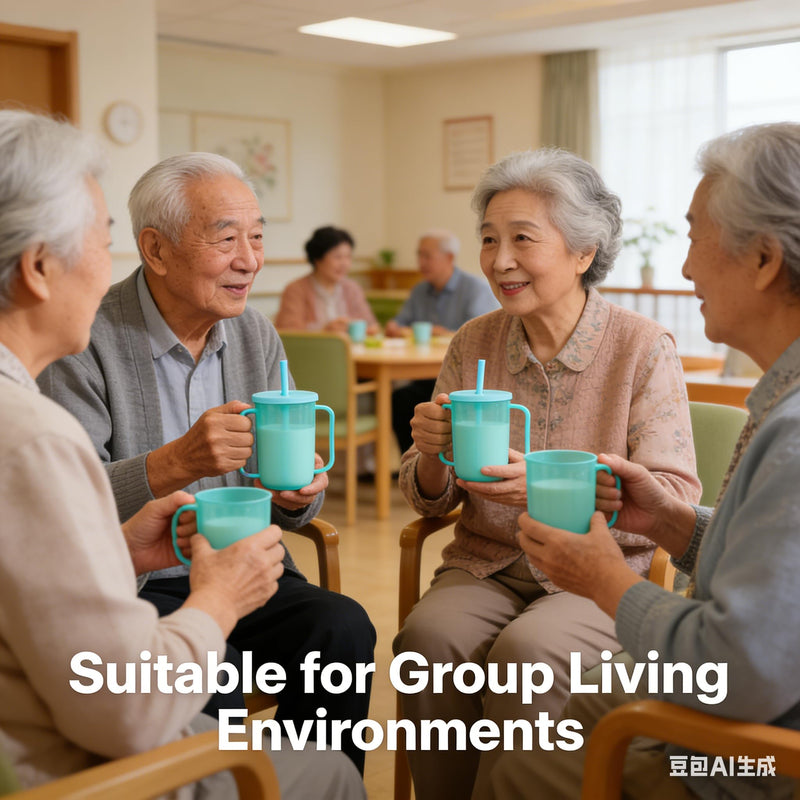 Gatuida 350ml Adult Drinking Cup for Elderly, Plastic Non-Spill Cups, Portable Two Handled Cup, Spill-Proof Sippy Cups with Straw and Lid for Bedridden Patients, Disabled, Hospital, Convalescent Care Short Straw