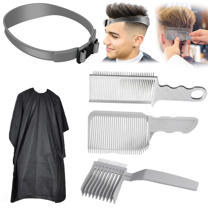[Australia] - Hair cutting comb transition, pack of 5 hair cutting aid with hairdressing cape, adjustable hair cutting template, fade comb, silicone hair cutting band, hair cutting 