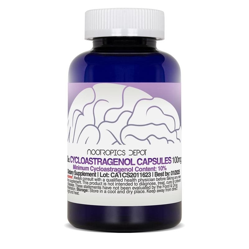 [Australia] - Nootropics Depot Cycloastragenol 10% Capsules | 100mg | 30 Count | Astragalus membranaceus | Cellular Health, Immune Support, Lengthens Telomeres 30 Count (Pack of 1) 