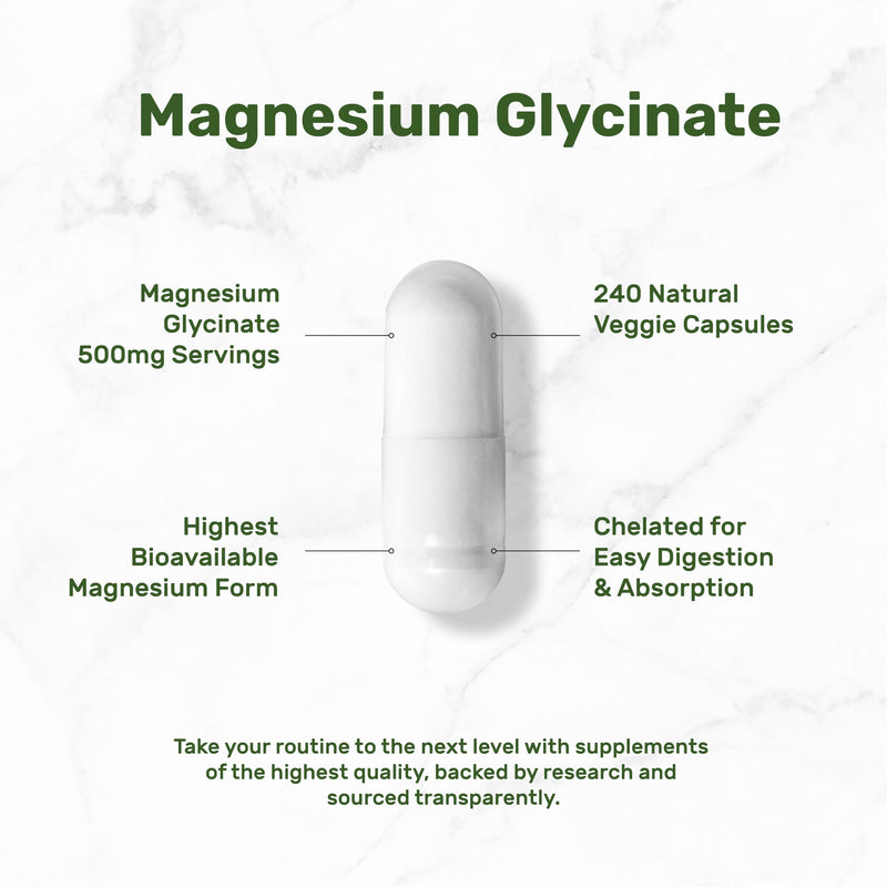 Magnesium Glycinate 500mg Veggie Capsules & Vitamin D3 5,000iu + K2 100mcg Softgels Bundle – Easily Absorbed Chelated Mineral – D & K Essential Sunshine Vitamins