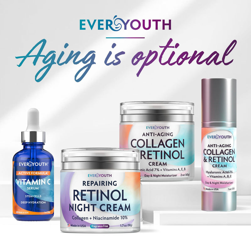 Vitamin C Serum for Face, Stem Cells, Niacinamide, Hyaluronic Acid & Vitamin E - Anti-Aging Retinol Facial Serum with Glycolic Acid & Retinal for Brightening, Hydrating & Firming Skin - Made in USA 1 Fl Oz (Pack of 1)