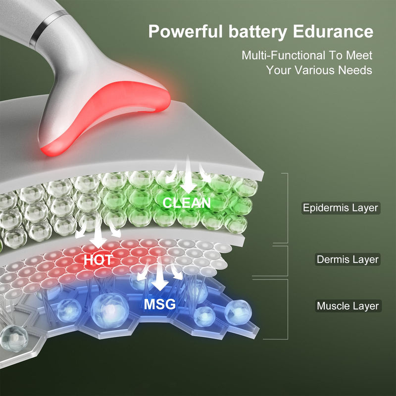 Red Light Therapy for Face, LED Face Massager Tool with Vibraion, Porable Facial Massager for Skin Care at Home, Wrinkle Reducer Face Sculpting Tool，Micro-current Facial Beauty Device(Model AM-810W)