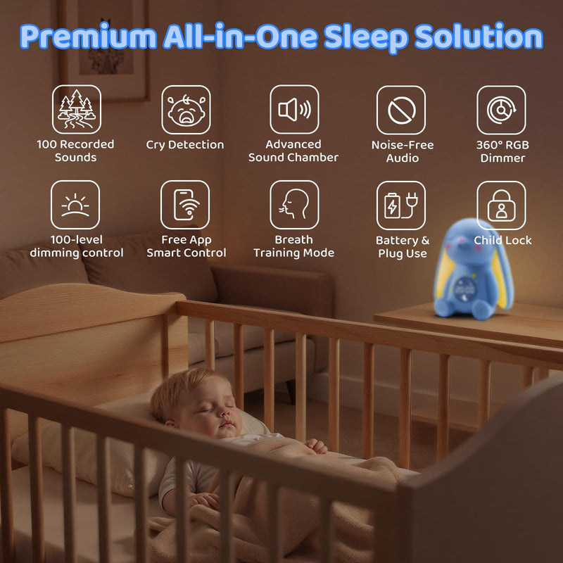 [Australia] - 2025 Mom's Choice Awards | White Noise Sound Machine Baby with Night Light, Cry Detection,100 Soothing Sounds, App Control, 150% Battery Life, 50% Faster Sleep, Newborn Essentials 