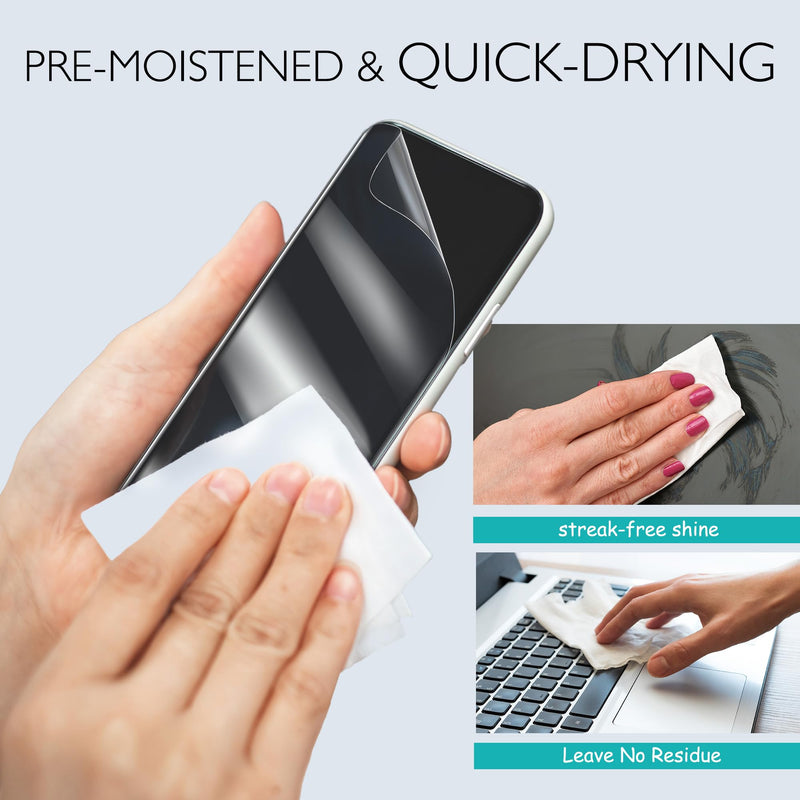 [Australia] - Cleaning Wipes for Electronic Devices - 100 Counts Premoistened Glass Cleaning Wipes, Portable Laptop Screen Cleaner, Individually Wrapped Wipes, Travel Size 100 Count (Pack of 1) 