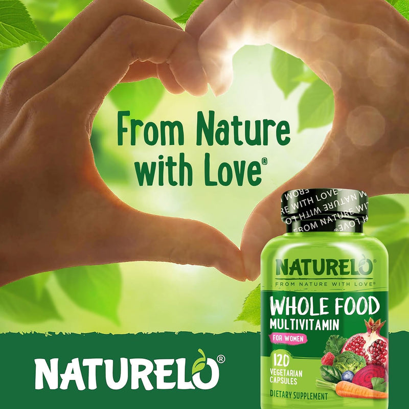 NATURELO Whole Food Multivitamin for Women - with Vitamins, Minerals, & Organic Extracts - Supplement for Energy and Heart Health - Non GMO - 120 Vegan Capsules 120 Count (Pack of 1)