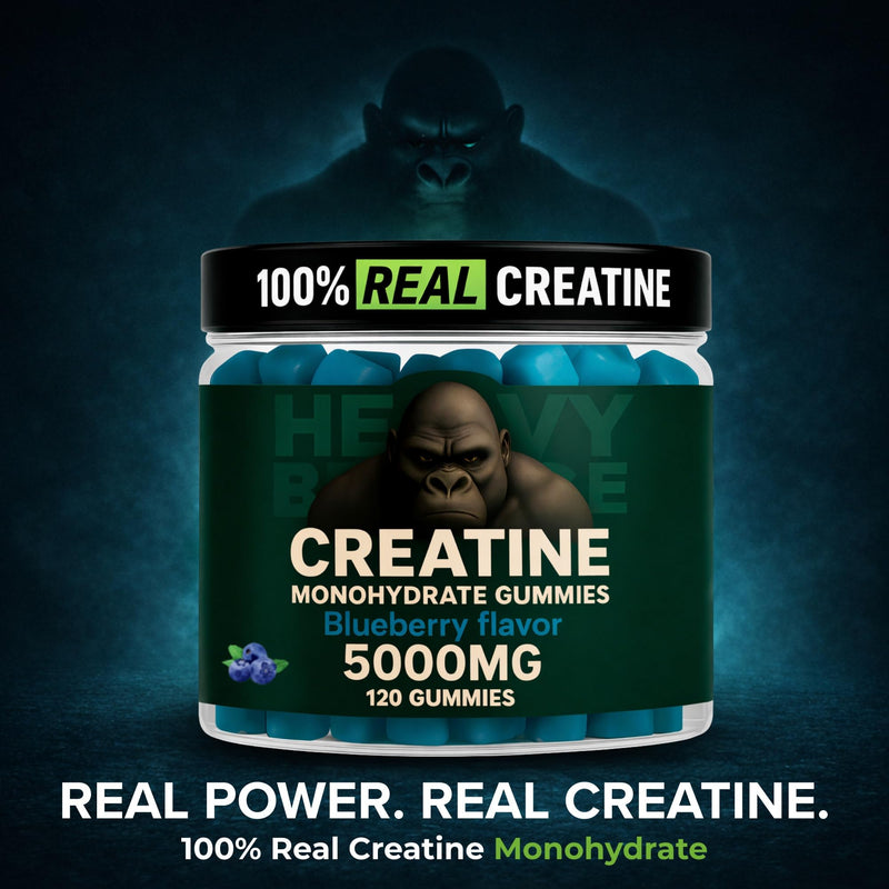 Creatine Monohydrate Gummies 5g Sugar Free Creatine with Vitamin B12 and L-Taurine | Muscle Growth for Men and Women | Low Calorie Formula 120 Gummies for 30 Servings, Blueberry