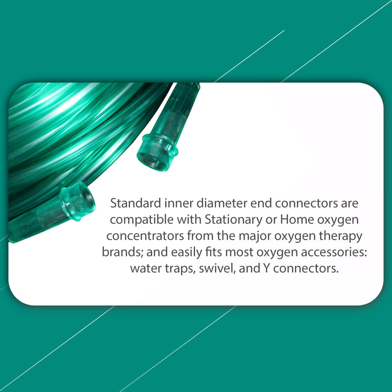 [Australia] - Bistras Oxygen Tubing 50FT Green Crush Resistant Non Kinking for Cannula Nasal Tubing and Oxygen Concentrator with Standard End Connectors, Swivel Connectors Included,1-Pack 1 pk 