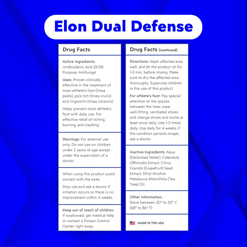 Elon Dual Defense Anti-Fungal Formula | 25% Undecylenic Acid | Treat & Eliminate Nail Fungus | Dermatologist & Podiatrist Recommended 0.51 Fl Oz (Pack of 1)