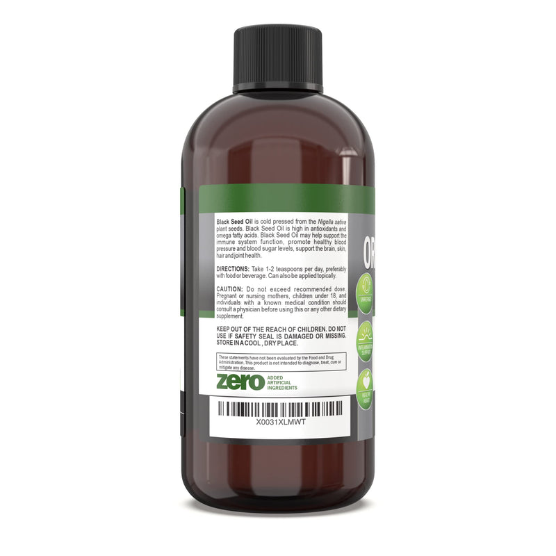 [Australia] - Organic Black Seed Oil - USDA Certified Organic Black Cumin Seed Oil Liquid – High Thymoquinone Content – Non-GMO and Cold-Pressed – Rich Source of Omega-6 & Omega-9 Fatty Acids - 8 Oz 
