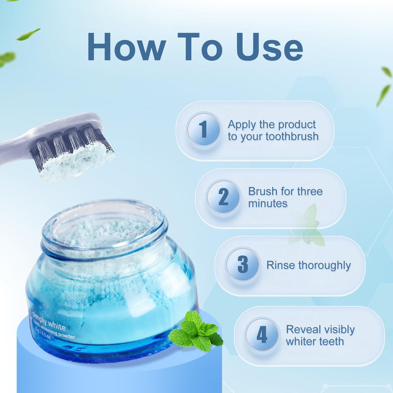 [Australia] - 2 PCS Teeth Whitening Powder, Fast Stain Removal, Dentist-Recommended for Sensitive Tooth, Enamel Safety, Effectively Removes Coffee, Wine, and Tobacco Stains, Mint Fresh Breath 2 PCS 