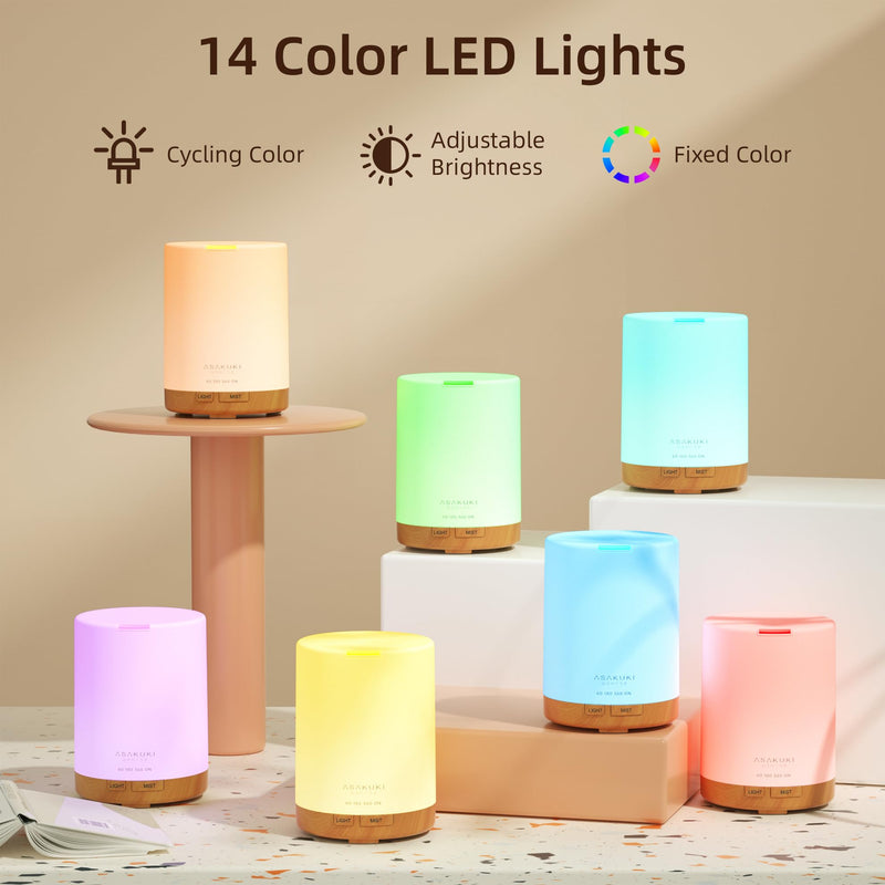 [Australia] - ASAKUKI Aroma Diffuser 300 ml for fragrance oils, 5 in 1 ultrasonic aromatherapy diffuser, humidifier with timer, automatic switch-off when waterless, brown 
