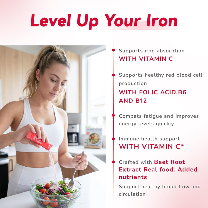 Gentle Iron Supplement for Women: Slow Release 27mg Melt-in-Mouth Iron Powder with Vitamin C, B12 & Folic Acid, Easy on Stomach, Non-Constipating, Vegan Lipofer® Iron Plus, 20 Sticks 20 Sticks( 27mg Iron)