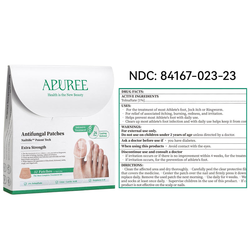 APUREE Fungal Nail Patches Extra Strength: 1% Tolnaftate Nail Repair 64PCS | FSA-HSA Eligible With NDC 84167-332-23, Trim To Fit, Breathable, Restores Discolored Yellow Thick Nails, With Precision File