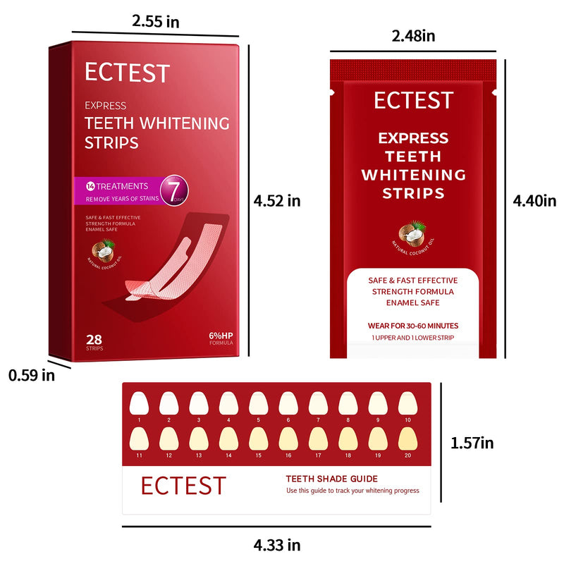 [Australia] - Teeth Whitening Strips for Teeth Sensitive, Professional Teeth Whitening Kit for Coffee Drinker, 28 Teeth Whitener Strips Coconut Flavor, 14 Treatments Easy to Use Red 