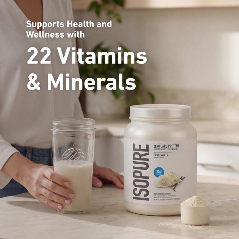 Isopure Zero Carb 100% Pure Whey Isolate Protein Powder, Lactose Free, Gluten Free, with Vitamins, Creamy Vanilla, 25g Protein Per Serving, 1 Lb, 15 Servings (Packaging May Vary) | 25g Protein Per Serving, 100% Whey Protein Isolate, Gluten Free, with A...