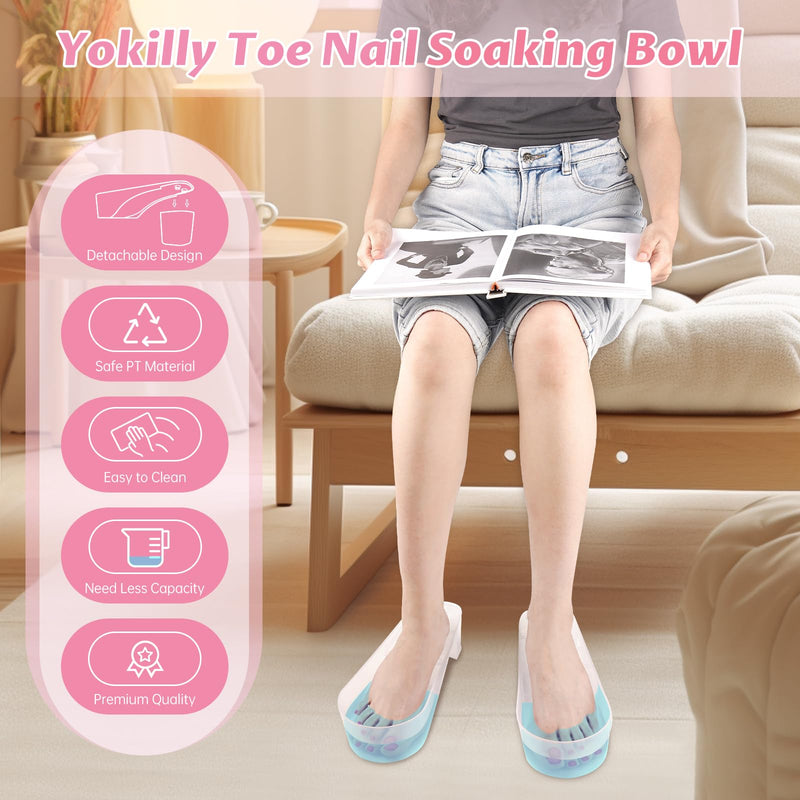 Yokilly Toe Nail Soaking Bowl: 2 PCS Shoe Design Toenails Soak Off Bowl | Foot Bath Soak Tub Bowl - Acetone Proof Pedicure Foot Spa Nail Soaker Bowl for Soak Off Dip Powder Gel Polish Remover-Clear 2 Pcs Transparent