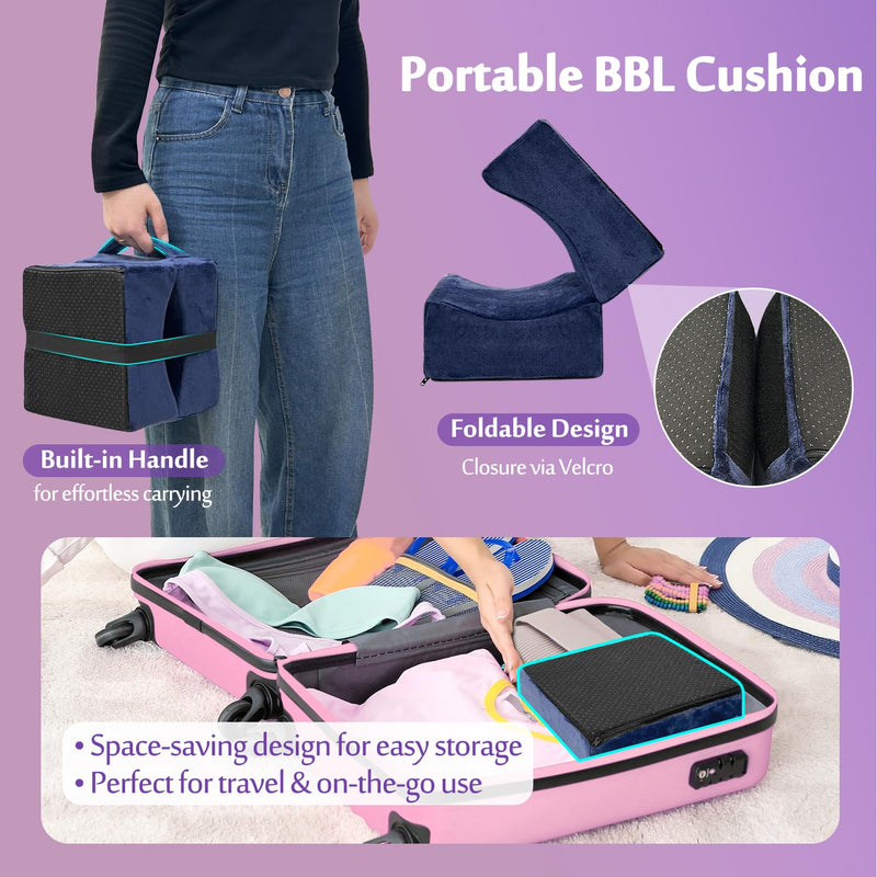 [Australia] - AOSSA Brazilian Butt Lift Pillow, BBL Pillow After Surgery for Butt Sitting, BBL Supplies Post Surgery, Booty Pillow for Home, Office Chair, Driving Car – Butt Lift & Recovery Foam Support Cushion Blue 