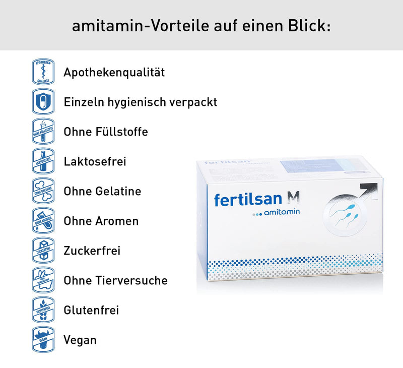 [Australia] - amitamin Fertilsan M - fertility + desire to have children - sperm production - 90 capsules - pharmacy quality - vegan - zinc, selenium, L-arginine, folic acid, L-carnitine and much more. - German manufacturing 