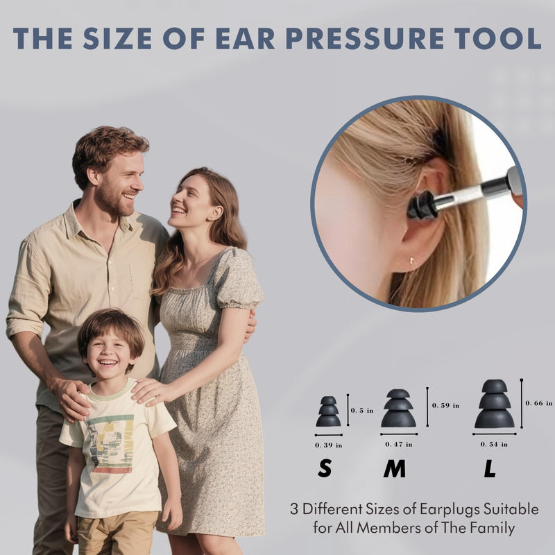 [Australia] - Ear Pressure Relief Suction Device, Migraine Ear Pressure Relief Products, Airplane Ear Tinnitus Relief Through Inner Ear Pressure Balance, Reduces Tension with 3 Sizes Earplugs Grey 