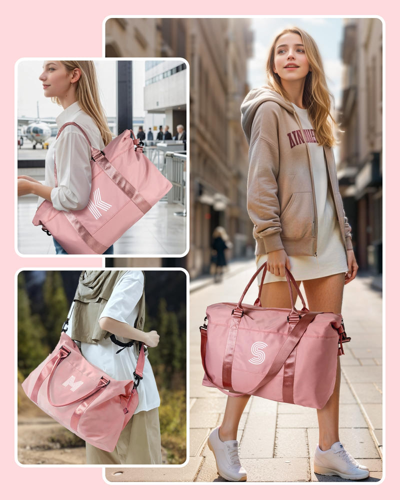 Initial Makeup Bag+Initial Travel Duffel Bag, Gift for Her