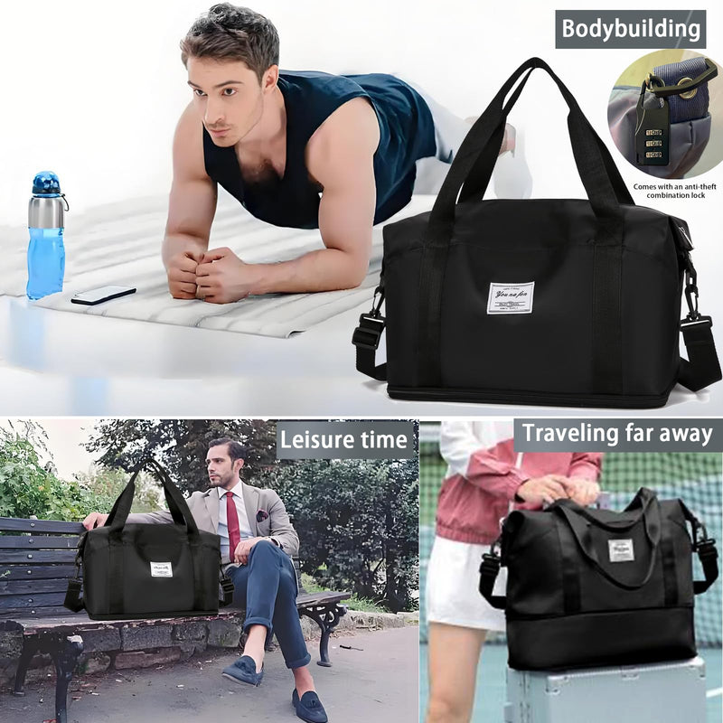 Women-Birthday Gifts Duffle Bag with.Expandable Compartment,Personalized Girls Weekender Bag, Overnight for Women, Travel with Makeup, Friend Bride Gifts (black) Black