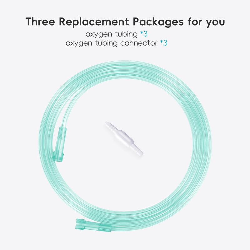 [Australia] - Oxygen Tubing- 7 Foot - 3 Tubes with 3 Oxygen Tubing Connector, Green 3pack-7ft with 3 pair standard connector 