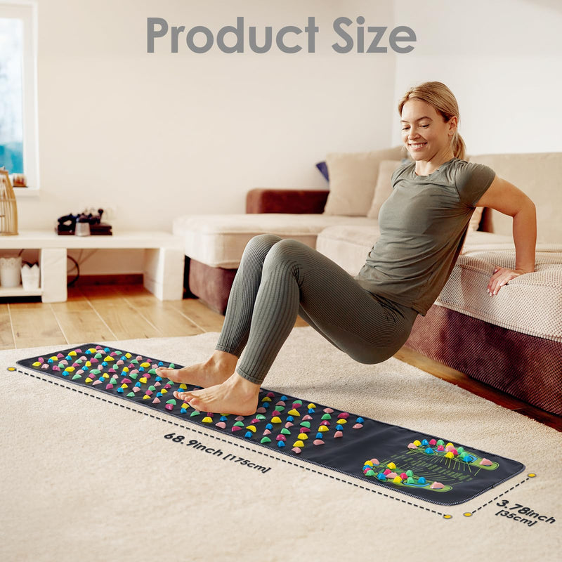 [Australia] - Foot Massage Mat, Reflexology Walk Stone Road Acupressure Mat with Chart, Feet Pressure Point Mat for Elderly Students and Office Workers (68.9 x 13.78 Inches) 