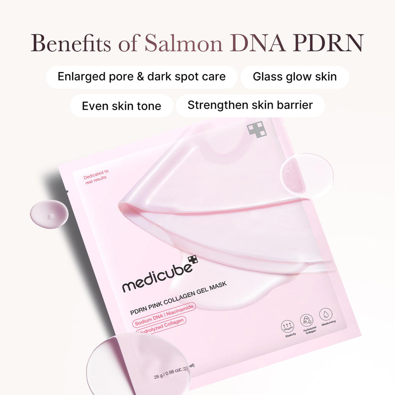 [Australia] - medicube Salmon DNA PDRN pink collagen jelly gel mask | overnight face mask for glass glow skin- elasticity, hydrating, firming and moisturizing | korean skincare, 28g, 4ea Pink PDRN 