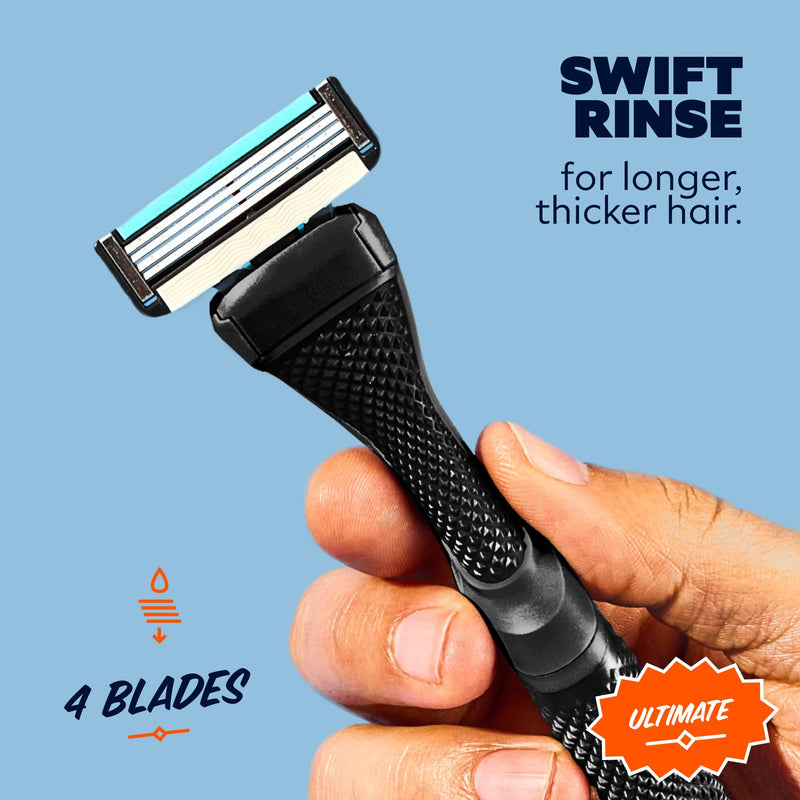 [Australia] - Dollar Shave Club Ultimate Set | 4 Swift Rinse Refill Cartridges, 1 Handle, 1 Prep Scrub 3 oz, 1 Shave Cream 6 oz, 1 Post Shave Dew 3.4 oz 5 Count (Pack of 1) Silver 