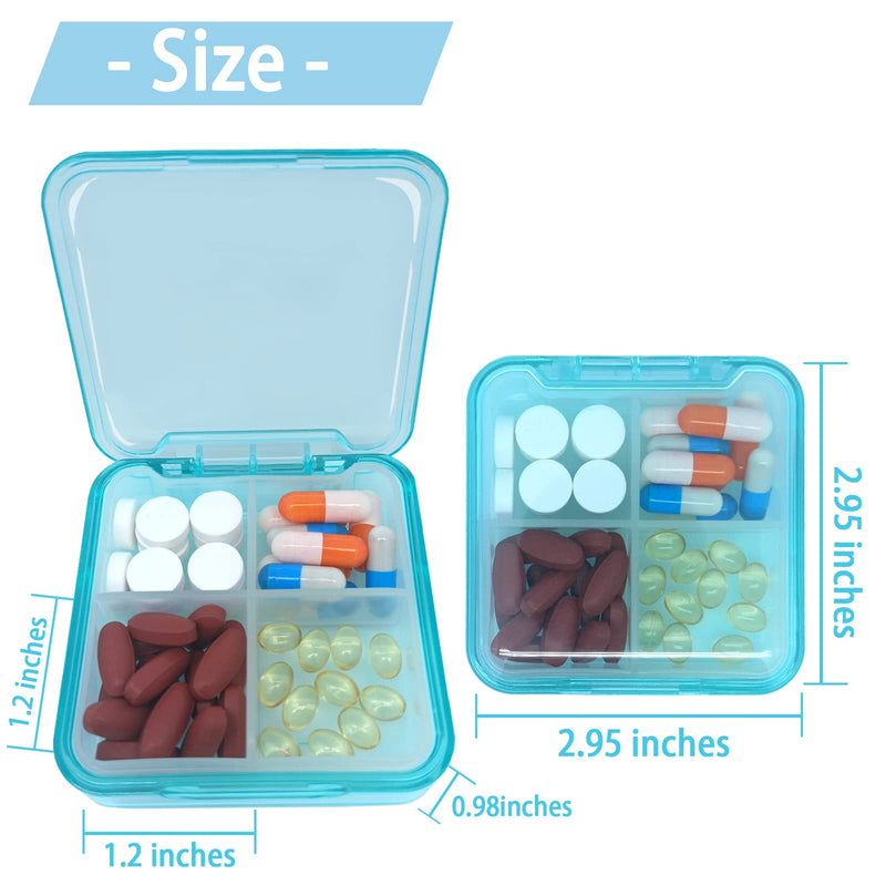 3PCS Portable Pill Case for Pocket Travel Pill Organizer Small Pill Box | 4 Compartments Removable Medicine Organizer for Vitamin Fish Oil 3pcs