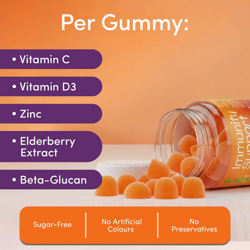 Kids 9-in-1 Immunity Gummies | Pre & Probiotics | 2-Month Supply | Ages 5–12 | Sugar-Free Vegan | Vitamin C, D3, Zinc, Elderberry | GummyUp+
