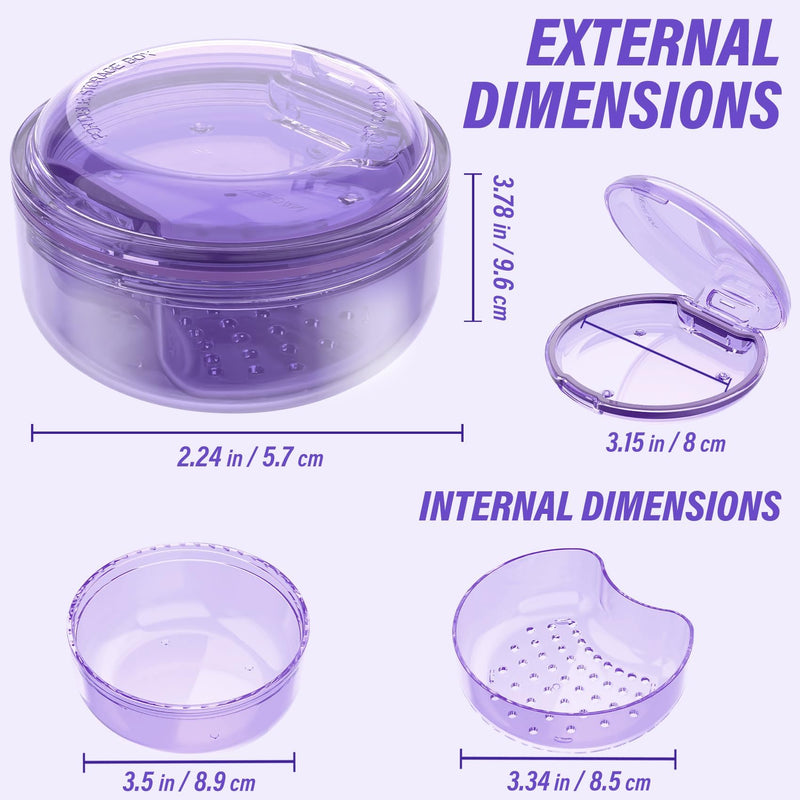[Australia] - Denture Case, Denture Bath Box with Strainer Basket, 2 in 1 Retainer Case, No-Leak Denture Bath Box Cup, Complete Clean Care for Dentures, Clear Braces, Mouth Guard, Night Guard & Retainers-2pack Blue-Purple 