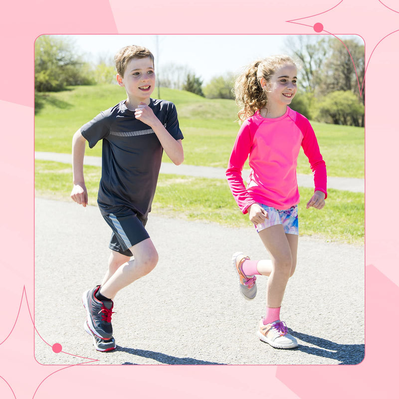 [Australia] - Haysandy 4 Pieces/ 2 Pair Kids Ankle Support Brace Elastic Kids Compression Socks Knitted Ankle Sleeve for Jogging Running Fitness (Pink,5-10 Years) 5-10 Years Pink 