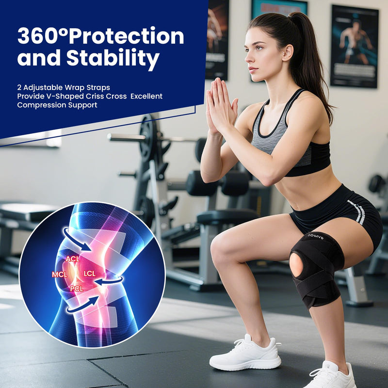 [Australia] - Knee Brace for Knee Pain, Meniscus Tear, Adjustable Knee Support with Side Spring Stabilizers for Meniscus Tear, Arthritis, Patella Stability, Knee Pain Relief, Women and Men Black Medium 