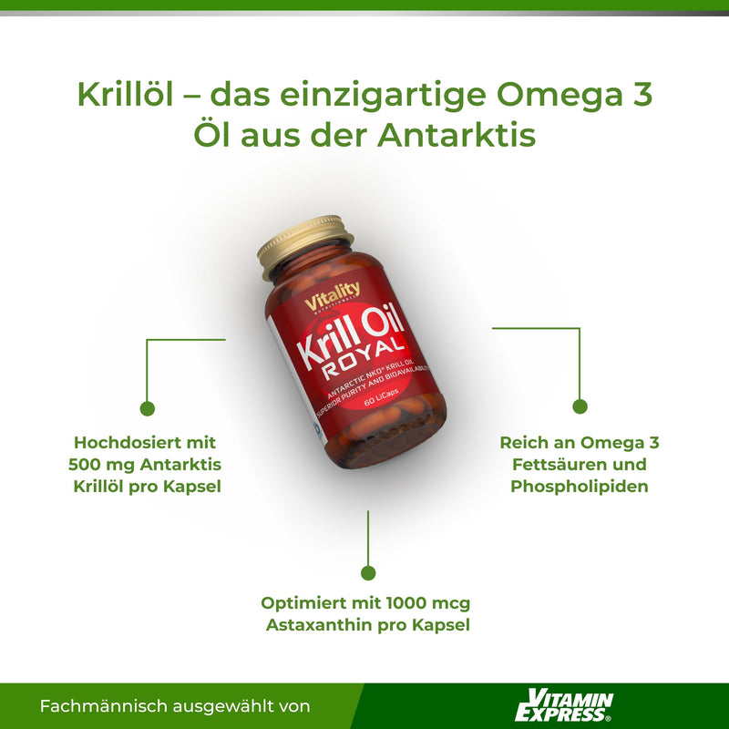 [Australia] - Omega 3 capsules high dosage of krill oil with DHA + EPA + Astaxanthin (60 pieces), krill from sustainable wild catch, krill oil high dosage, krill oil Royal Vitality Nutritionals by VitaminExpress 