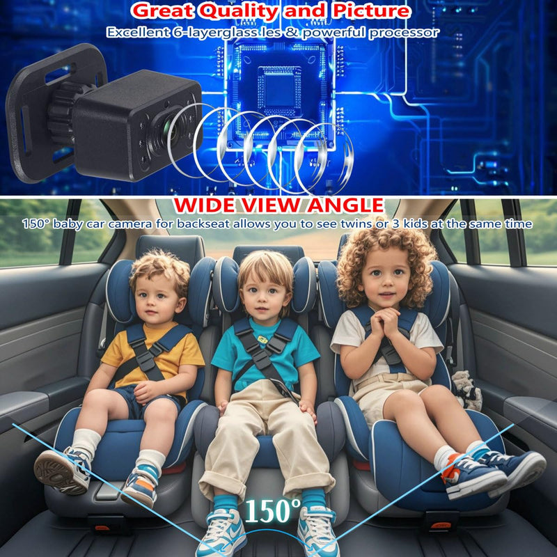 [Australia] - Baby Car Camera for Backseat-HD 720P 4.3 inch Monitor with Night Vision, 360¬∞ Rotation, 150¬∞ Wide View Angle. Protects Your Baby‚Äôs Eyes.Rear-Facing Backseat Camera for Kids, Infants, and Newborns KB45 