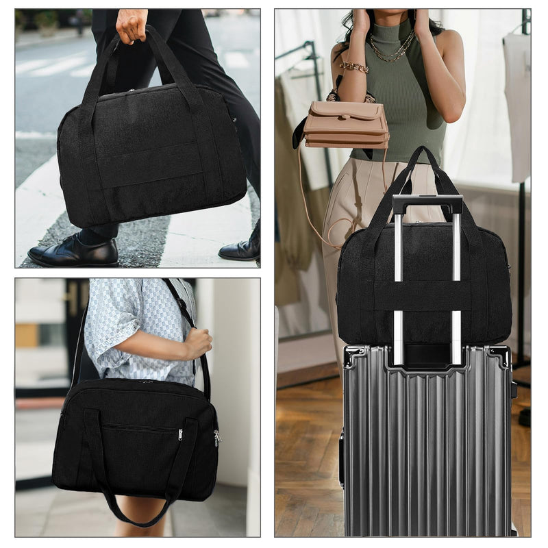 18" Small Carry on Bags for Airplanes with Laptop & Wet Compartment Underseat for Spirit Airlines Personal Item Travel Bag 18x14x8 in Duffle Gym Bag for Women Men Black 17*11.5*8 in