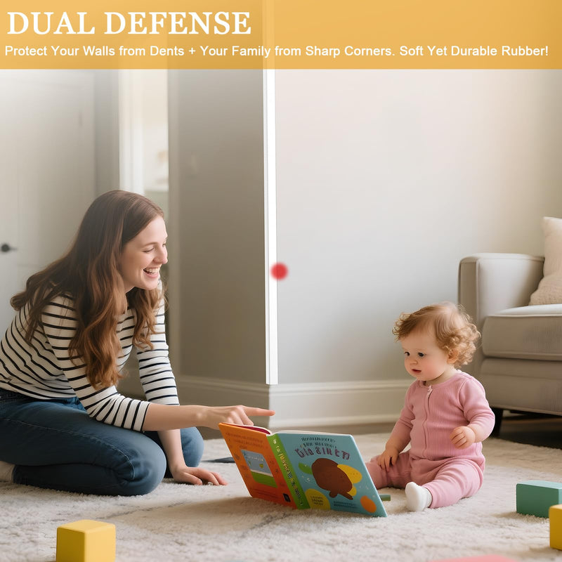 [Australia] - Wall Corner Protector Self-Adhesive Flexible ‚Äì Durable Rubber, Furniture Edge Guard, Easy to Install, White, Prevents Wall Damage, Ideal for Home or Office Use 1.6in√ó20ft Flat 