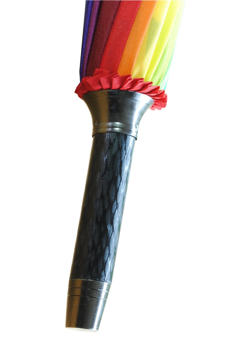 16 Rib - Extra Strong - Windproof Strong Rainbow Umbrella - Automatic | Triple Layer Reinforced Frame with Fiberglass - Heavy Duty - Large Straight Auto Umbrella - Bright Multicolored Canopy