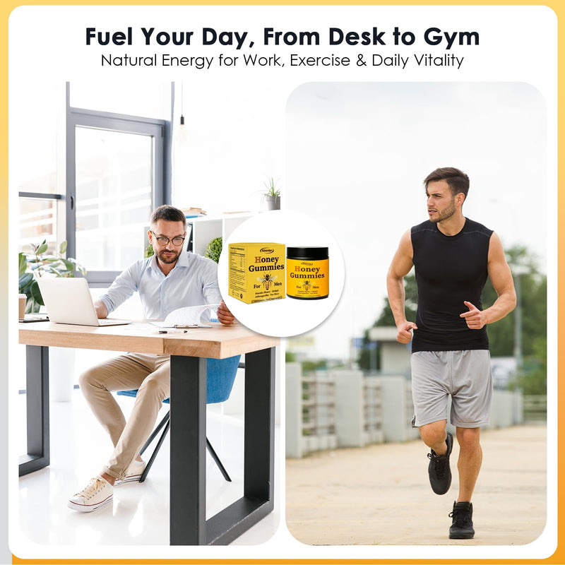 Men’s Manuka Honey Gummies, with Shilajit, Ashwagandha, Sea Moss, Improves Endurance, Lowers Cortisol, Reduces Fatigue, Vegan, Non-GMO (60 Gummies)