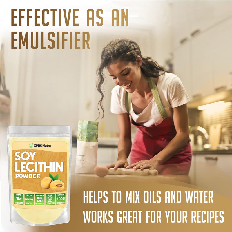 XPRS Nutra Soy Lecithin Powder - Lecithin Powder Food Grade Fat Emulsifier - Suitable for Cooking, Baking and More - Vegan Friendly Soy Lecithin Powder Cooking Aid (4 oz) 4 Ounce (Pack of 1)