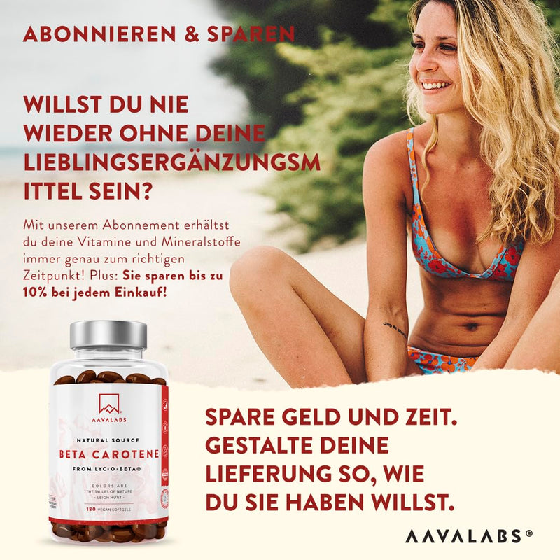 [Australia] - Beta Carotene Capsules High Dose for Tanning 25000 IU Vitamin A High Dose - Beta Carotene Tanning Capsules with Lyc-O-Beta and Extra Virgin Olive Oil for a Radiant Complexion - 180 Softgel Capsules 