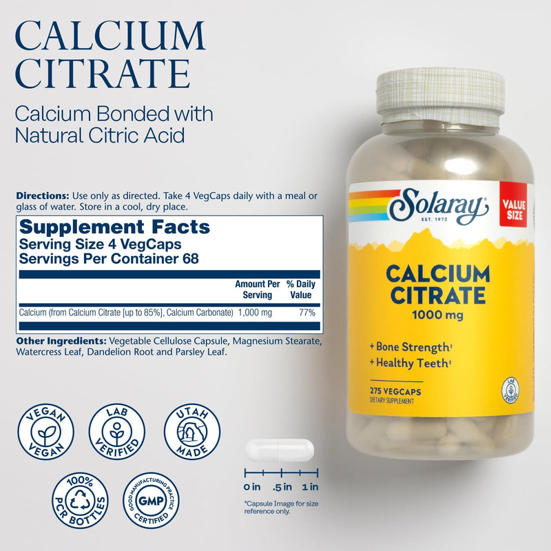 [Australia] - Solaray Calcium Citrate Complex, 1000 mg (68 Serv, 275 Count) 275ct 