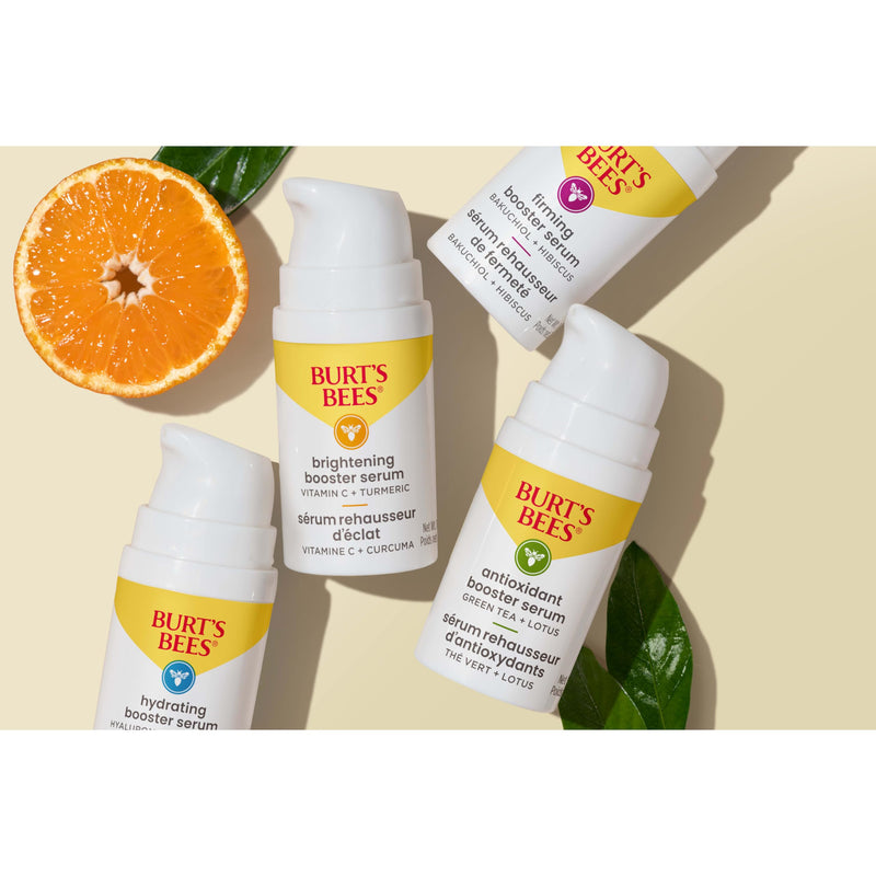 Burt's Bees Vitamin C Turmeric Facial Serum, Brightens Skin & Visibly Reduces Dark Spots, Fine Lines & Wrinkles, Naturally Hydrating, Lightweight - Brightening Booster (1 oz) Brightening Booster Serum 1 Ounce (Pack of 1)