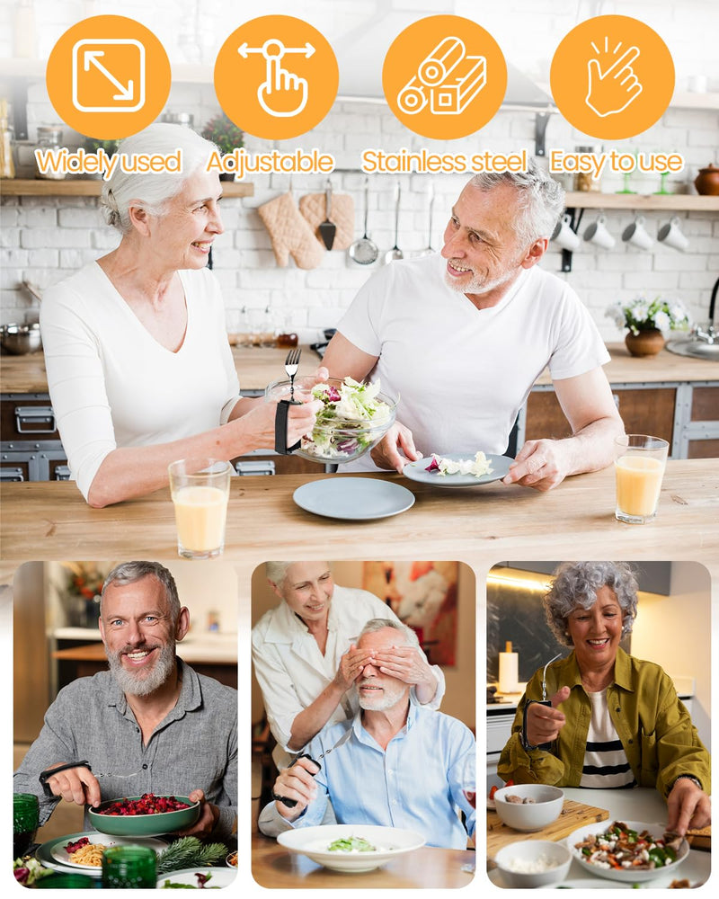 [Australia] - Bendable Adaptive Utensils for Elderly, Disabled People, Parkinson’s, Arthritis, Hand Tremors, Weak Hand Grip & Handicapped, Arthritic Hands-Non Slip Handles (Black) 2 Count Black 