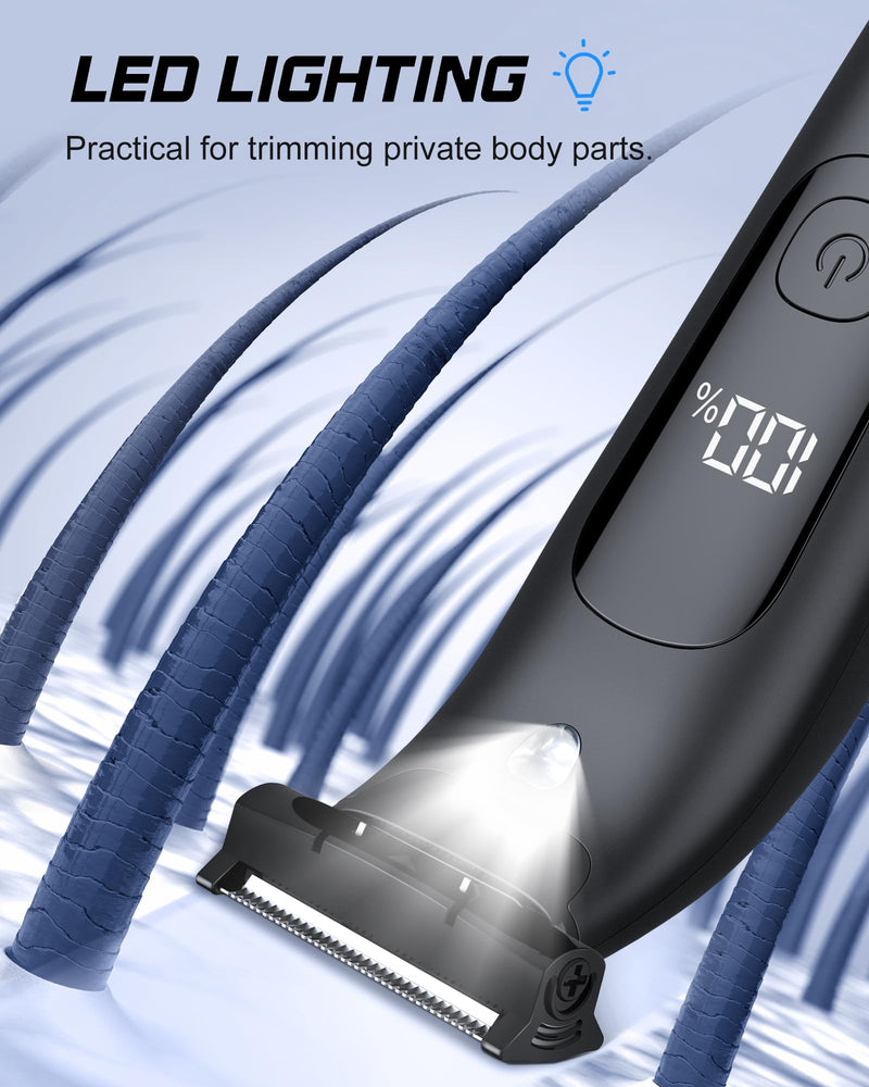 [Australia] - Intimate razor man razor men's electric, waterproof body shaver men, body razor men with LED light, intimate area body hair trimmer, full body groomer beard hair remover for men, USB, IPX7 