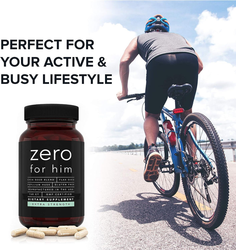 [Australia] - California Basics Extra Strength Fiber Supplements for Men (150 Count) - Daily Dietary Chia Flaxseed Psyllium Husk Vegan Capsules - High Fiber Supplement Pills Zero for Him Fiber Pills 150 Count (Pack of 1) 